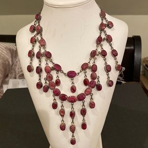 Ruby and silver handmade statement necklace